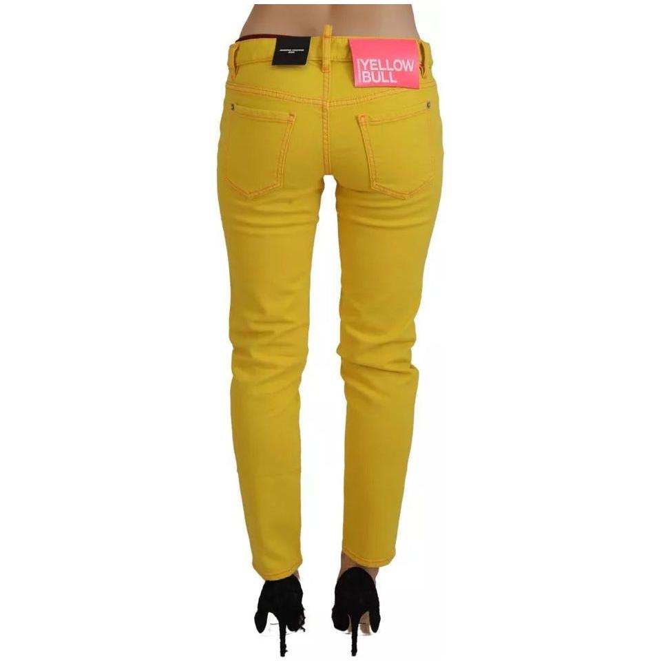 Dsquared² Yellow Cotton Low Waist Cropped Jennifer Denim Jeans Dsquared²