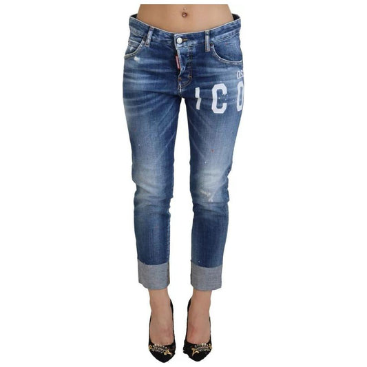 Dsquared² Blue Icon Low Waist Cropped Cool Girl Denim Jeans Dsquared²