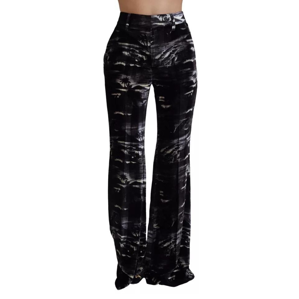 Dsquared² Black Printed High Waist Super Flare Pants