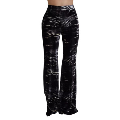 Dsquared² Black Printed High Waist Super Flare Pants
