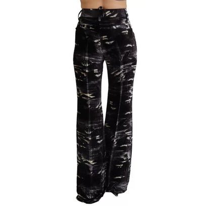 Dsquared² Black Printed High Waist Super Flare Pants