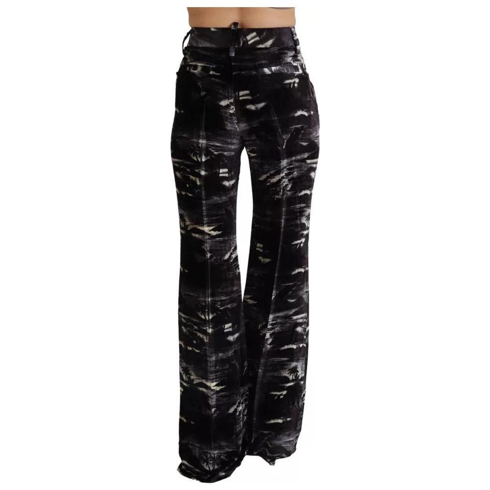 Dsquared² Black Printed High Waist Super Flare Pants Dsquared²