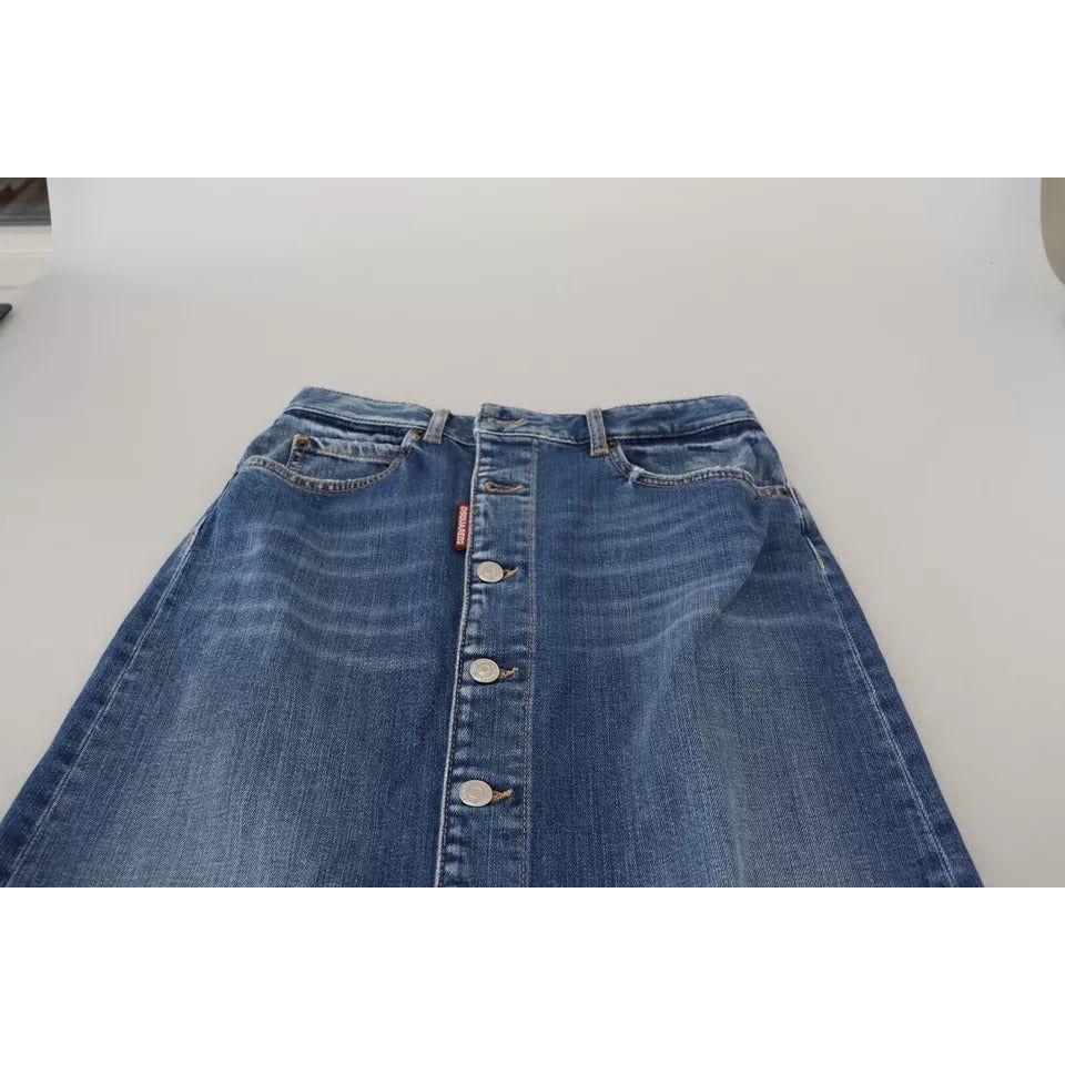 Dsquared² Blue Distressed High Waist Pencil Cut Denim Skirt Dsquared² Dark Slate Gray