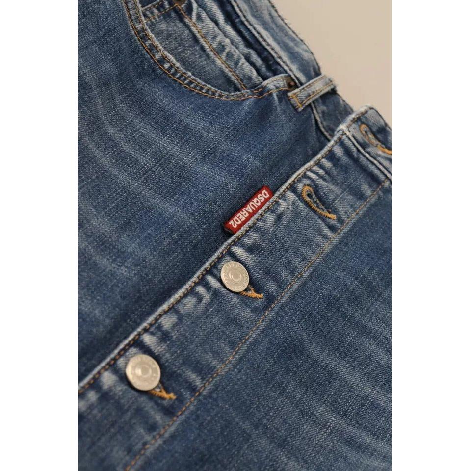 Dsquared² Blue Distressed High Waist Pencil Cut Denim Skirt Dsquared² Dark Slate Gray