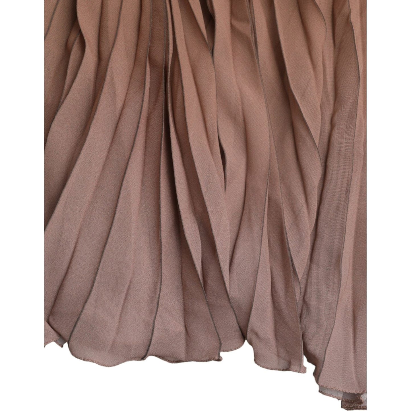 Dolce & Gabbana Brown Polyester Pleated High Waist Midi Skirt Dolce & Gabbana