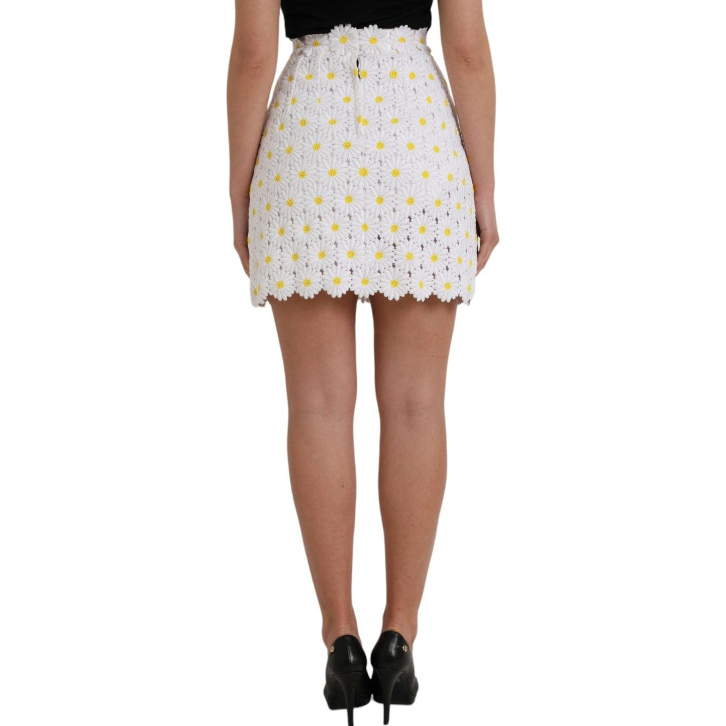 Dolce & Gabbana White Floral A-line Mini Skirt Dolce & Gabbana