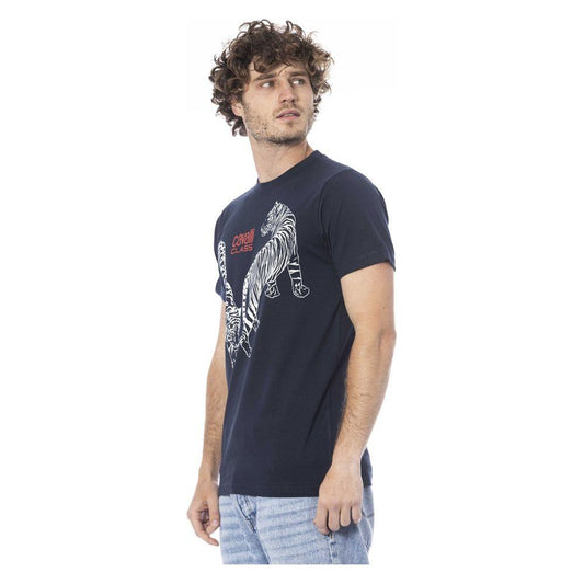 Cavalli Class Blue Cotton Men T-Shirt Cavalli Class