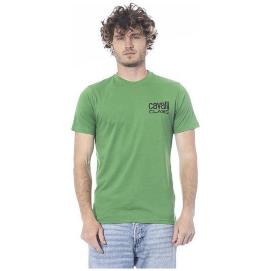 Cavalli Class Green Cotton Men T-Shirt