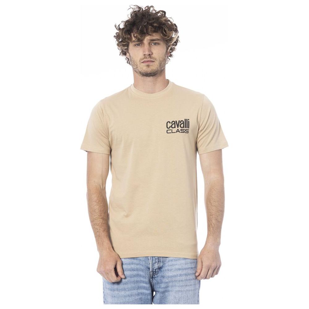 Cavalli Class Beige Cotton Men T-Shirt Cavalli Class Gray
