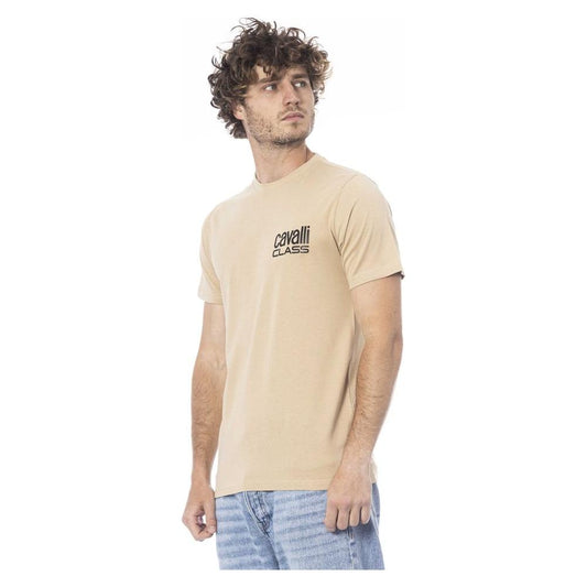 Cavalli Class Beige Cotton Men T-Shirt Cavalli Class