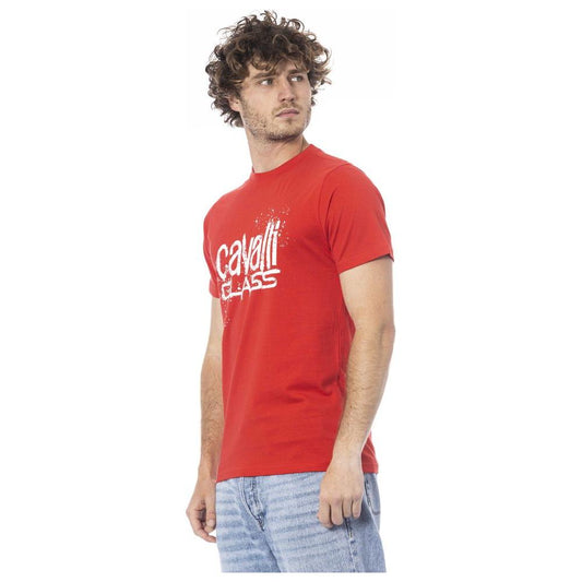 Cavalli Class Red Cotton Men T-Shirt Cavalli Class