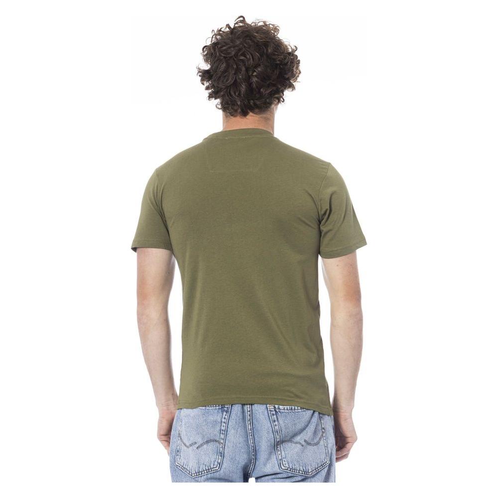 Cavalli Class Green Cotton Men T-Shirt Cavalli Class