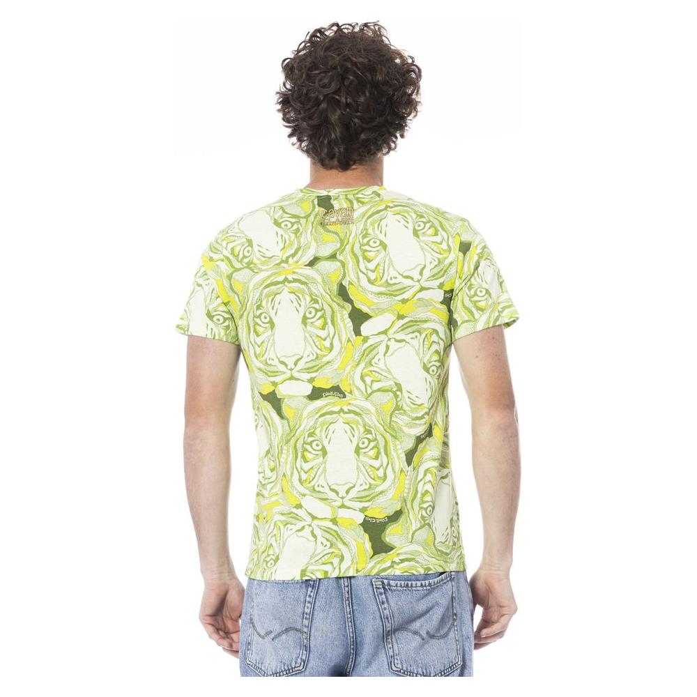 Cavalli Class Green Cotton Men T-Shirt Cavalli Class