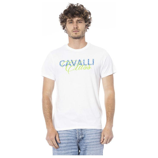 Cavalli Class White Cotton Men T-Shirt Cavalli Class