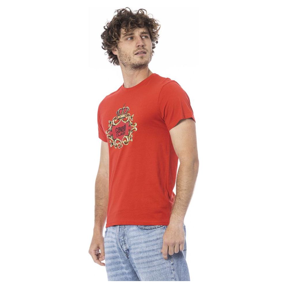 Cavalli Class Red Cotton Men T-Shirt Cavalli Class