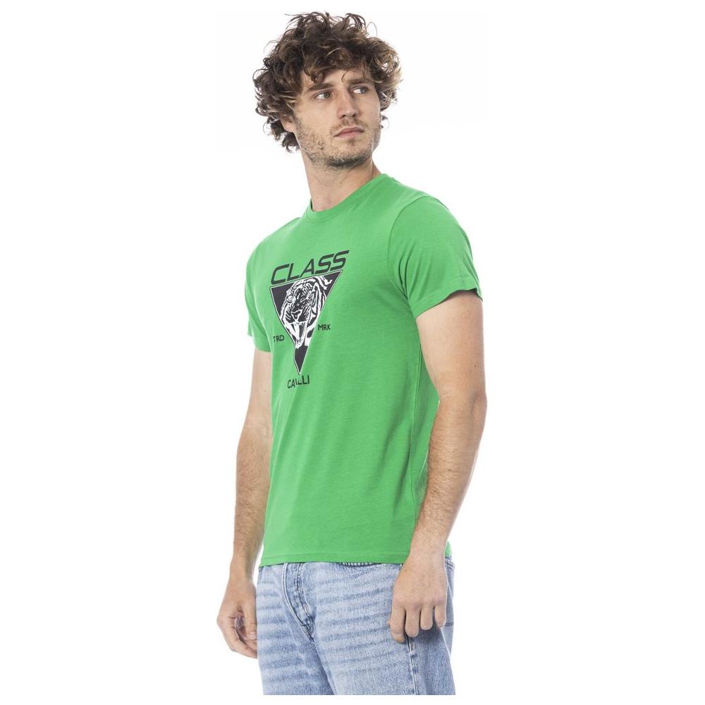 Cavalli Class Green Cotton Men T-Shirt Cavalli Class Dark Sea Green