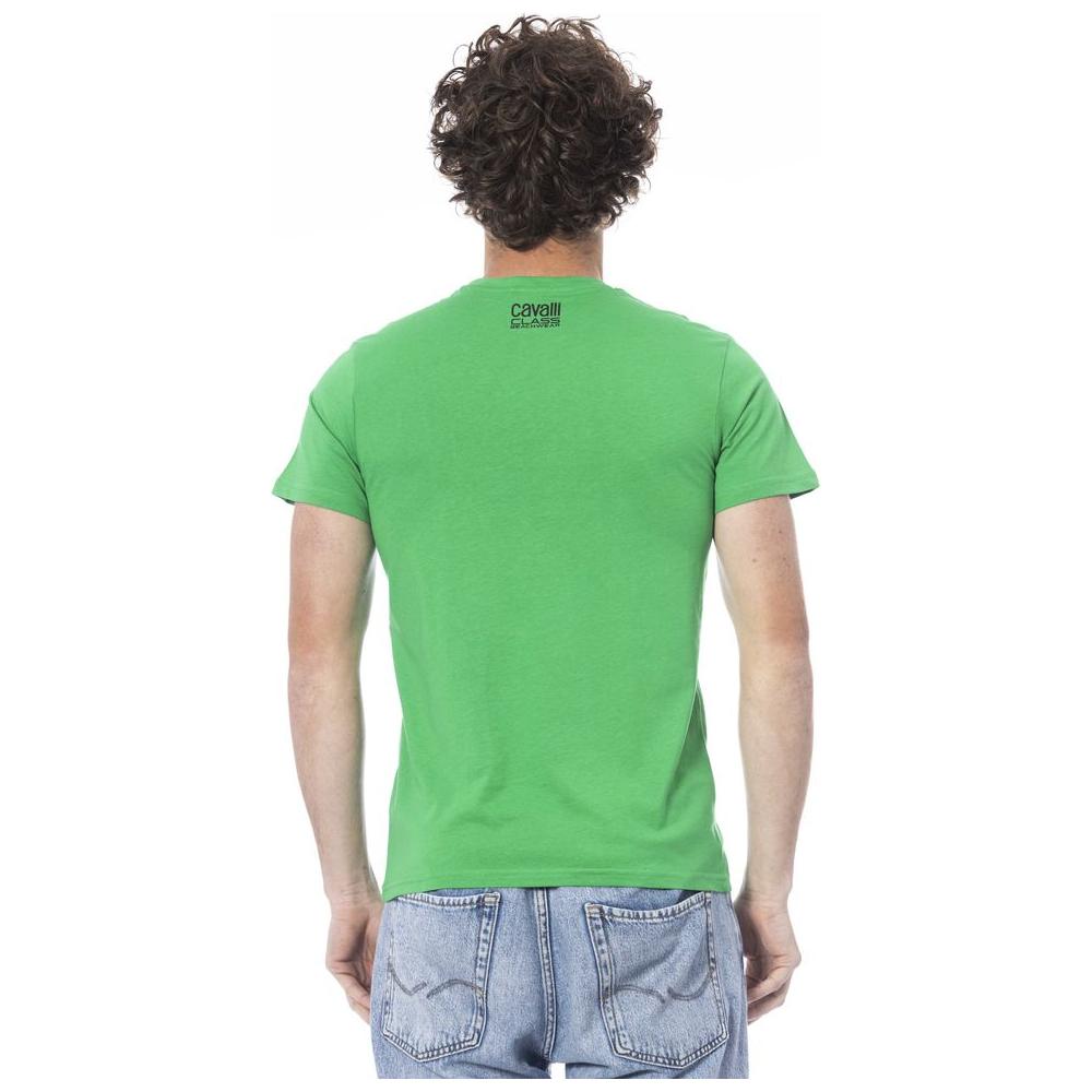 Cavalli Class Green Cotton Men T-Shirt Cavalli Class Dark Sea Green