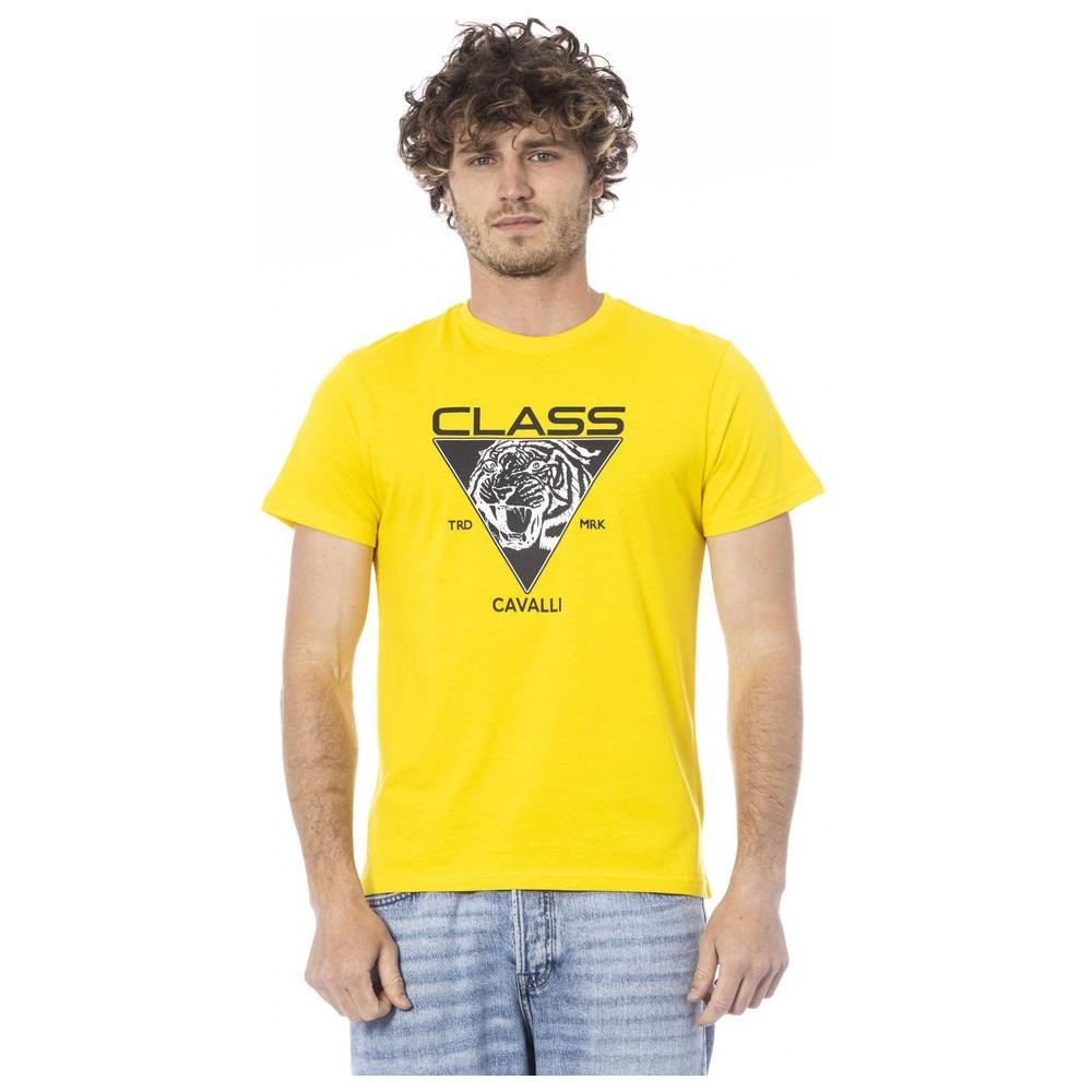 Cavalli Class Yellow Cotton Men T-Shirt Cavalli Class