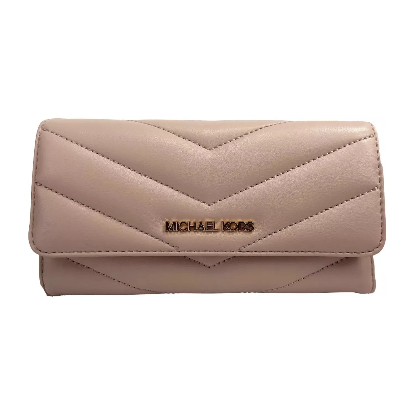 Michael Kors Jet Set Travel Large Quilted Leather Trifold Wallet Powder Blush Michael Kors