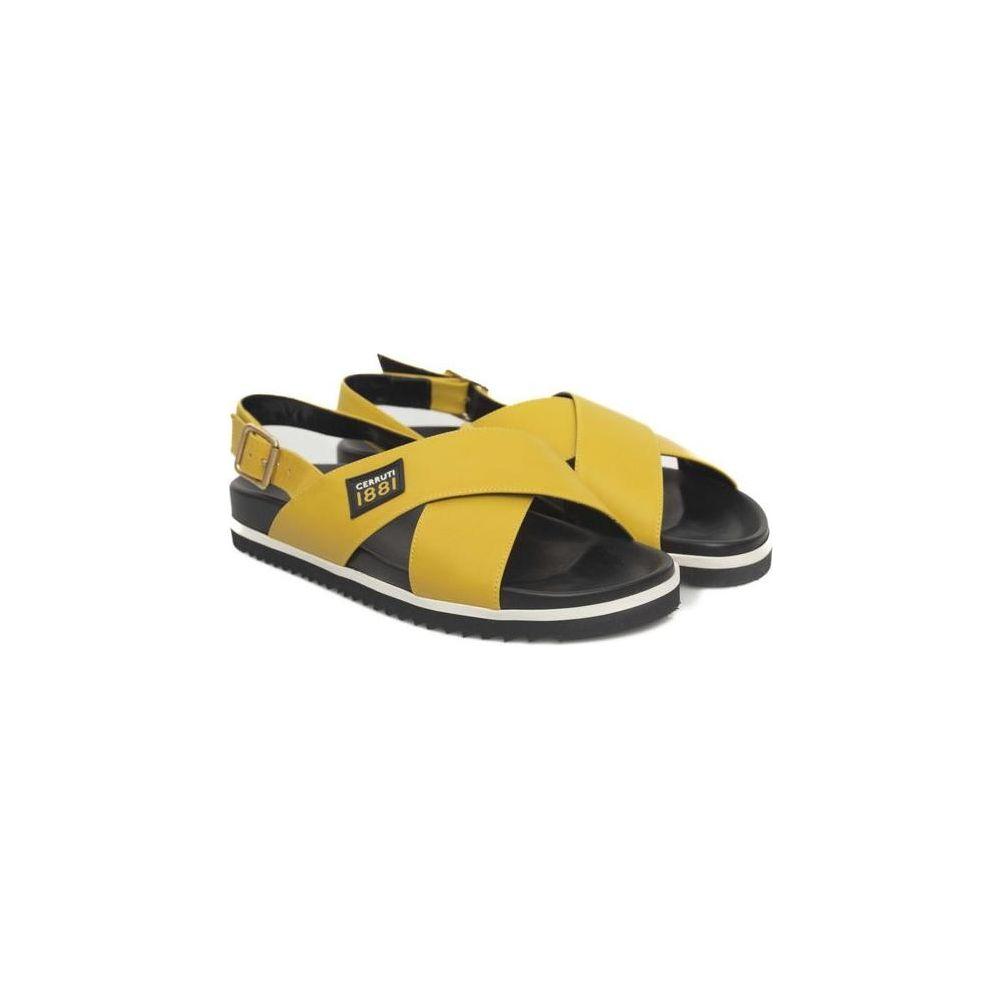 Cerruti 1881 Yellow Calfskin Women Sandal Cerruti 1881 Dark Slate Gray