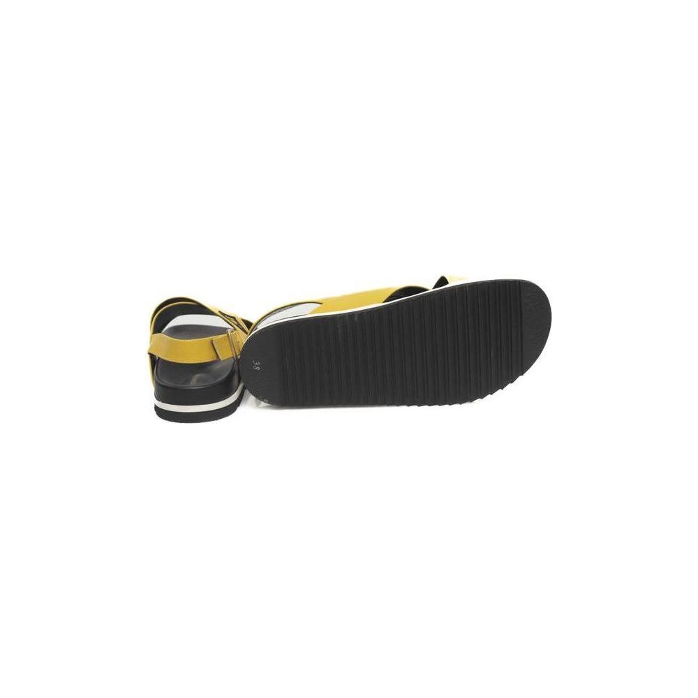 Cerruti 1881 Yellow Calfskin Women Sandal Cerruti 1881 Dark Slate Gray