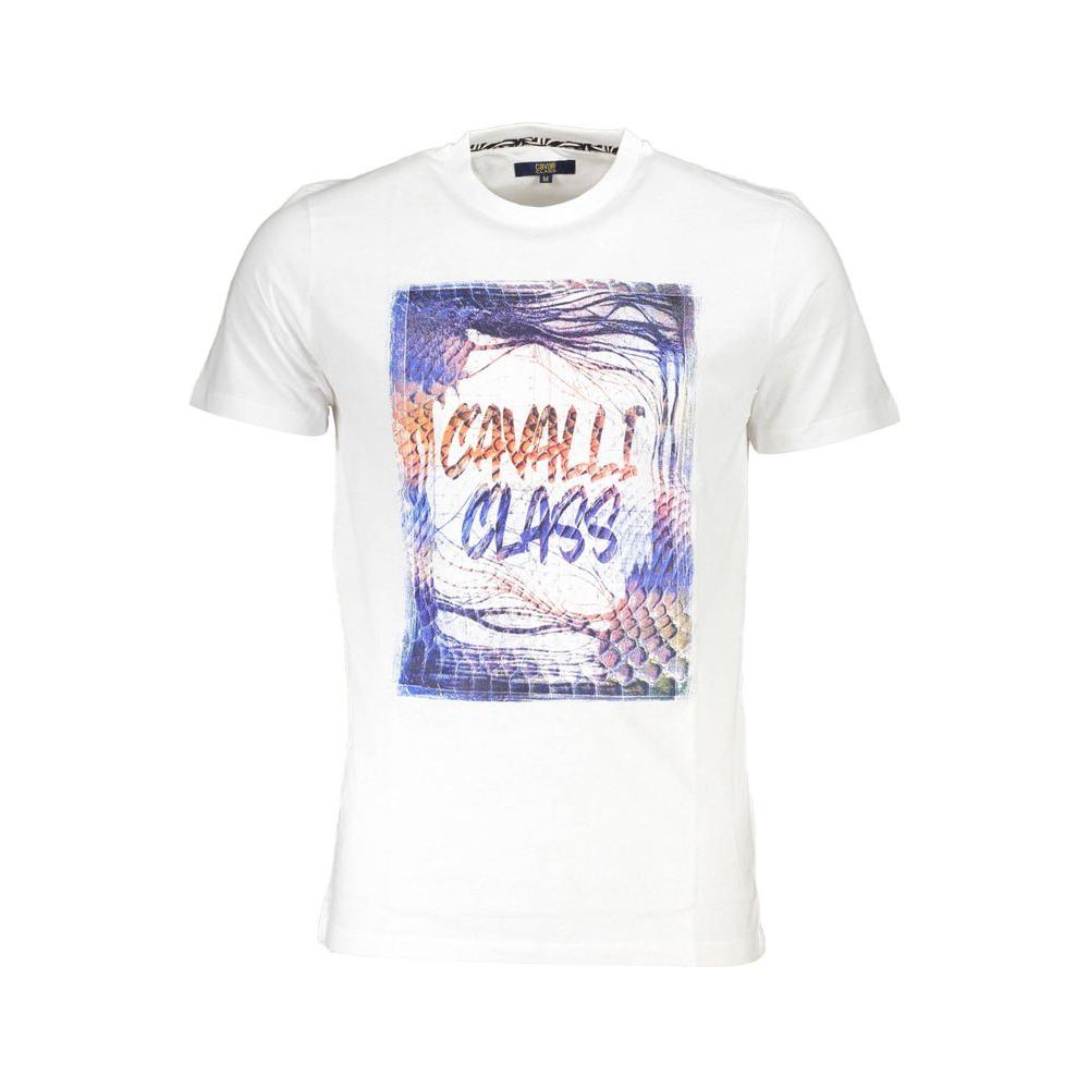 Cavalli Class White Cotton T-Shirt Cavalli Class