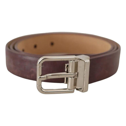 Dolce & Gabbana Brown Classic Leather Silver Logo Metal Buckle Belt Dolce & Gabbana