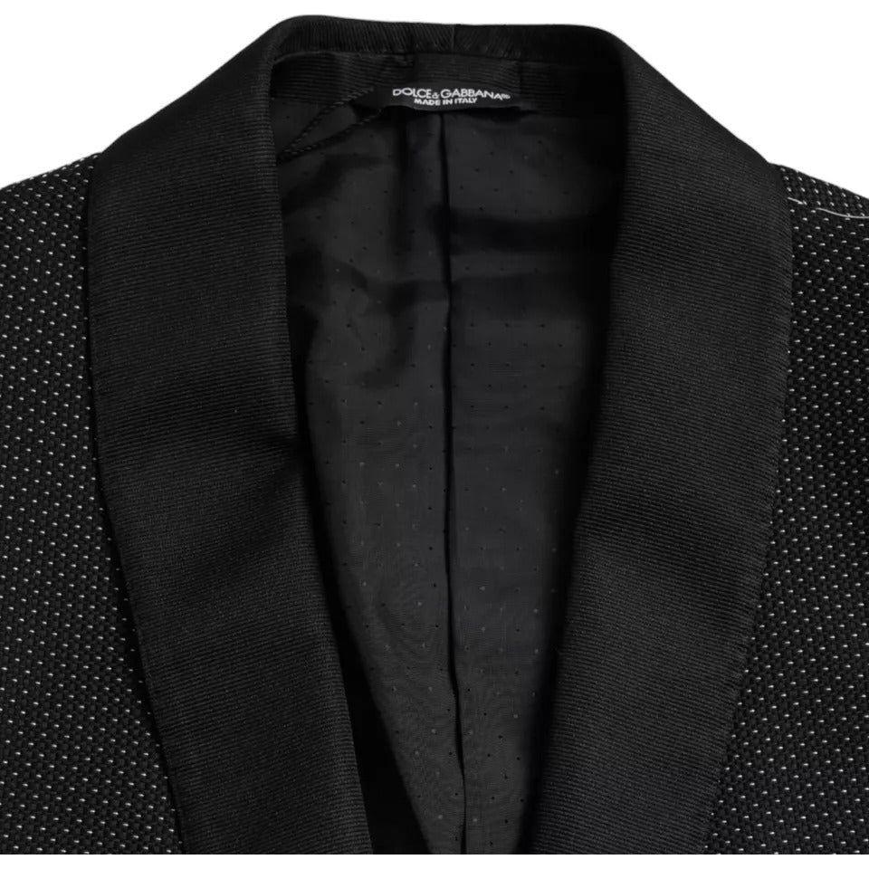 Dolce & Gabbana Black Jacquard MARTINI Single Breasted Coat Blazer Dolce & Gabbana