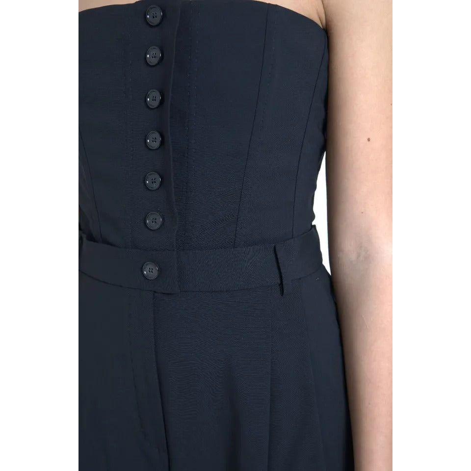 Dolce & Gabbana Black Wool Stretch Strapless Jumpsuit Dress Dolce & Gabbana