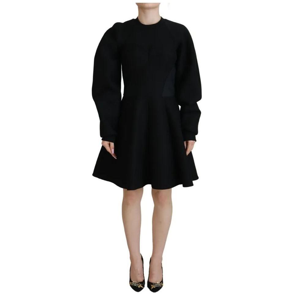 Dolce & Gabbana Cotton Black Long Sleeves A-line Mini Dress Dolce & Gabbana