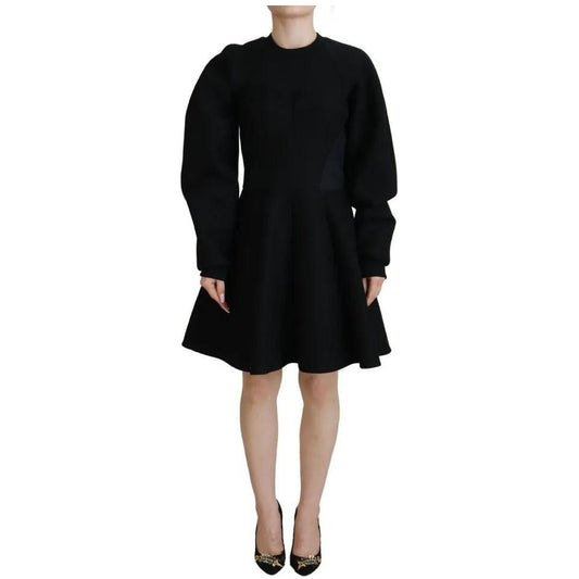 Dolce & Gabbana Cotton Black Long Sleeves A-line Mini Dress Dolce & Gabbana