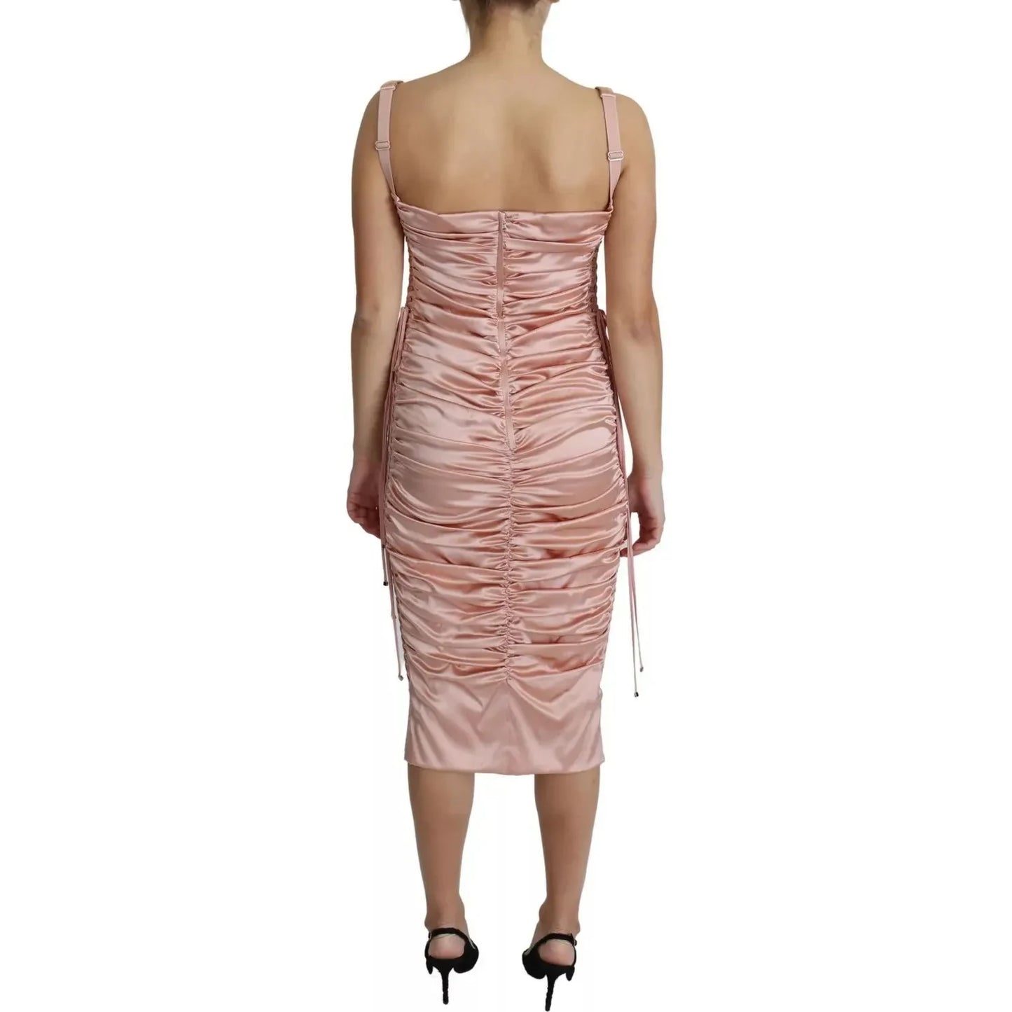 Dolce & Gabbana Pink Spaghetti Strap Bodycon Midi Dress Dolce & Gabbana