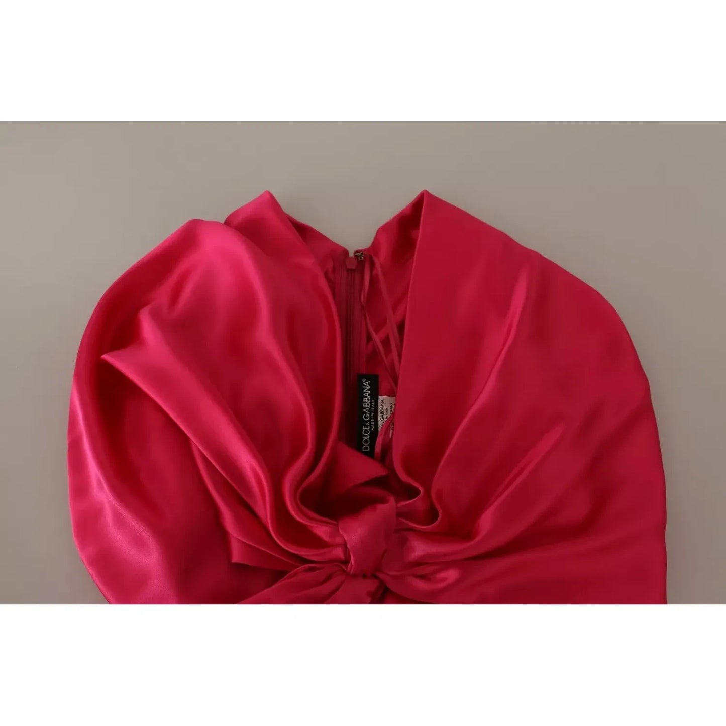 Dolce & Gabbana Silk Pink Fitted Cut One Shoulder Midi Dress Dolce & Gabbana Brown
