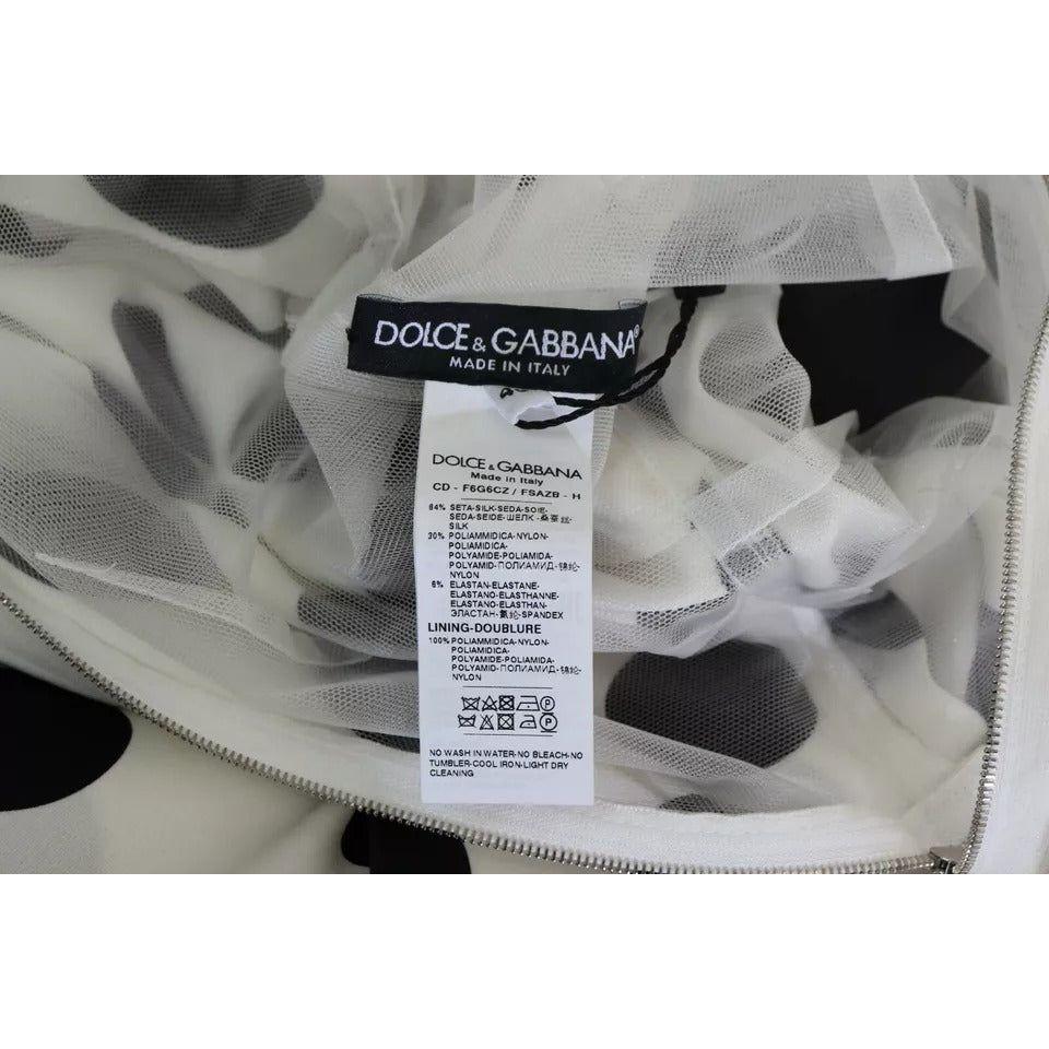 Dolce & Gabbana White Polka Dots Crystal One Shoulder Dress Dolce & Gabbana