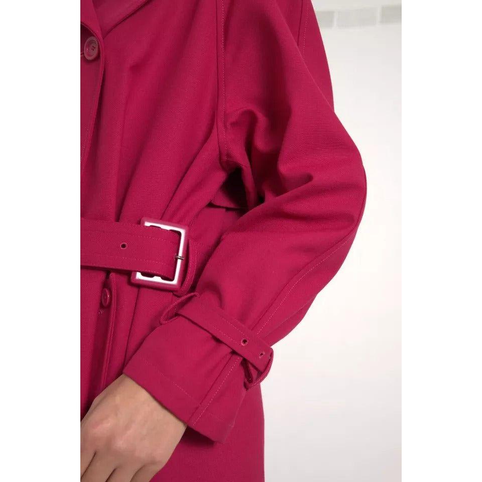 Dolce & Gabbana Dark Pink Double Breasted Trench Coat Jacket Dolce & Gabbana Brown