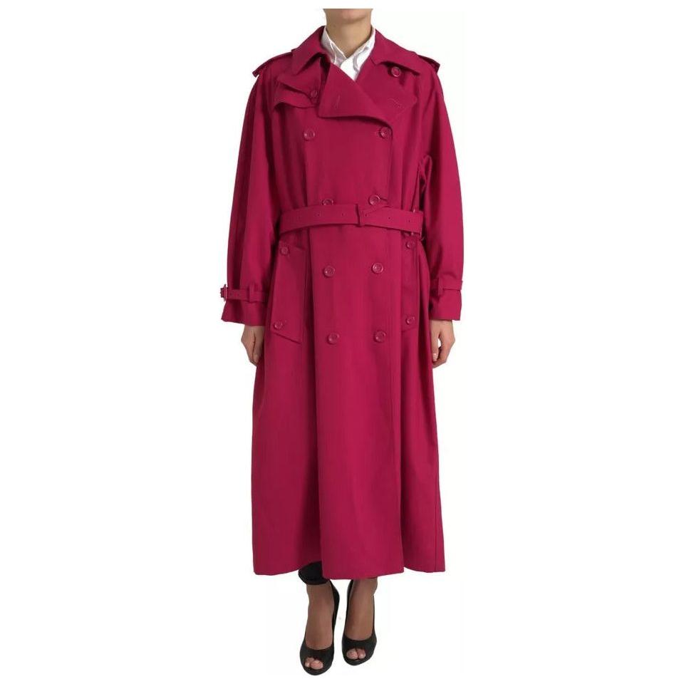 Dolce & Gabbana Dark Pink Double Breasted Trench Coat Jacket Dolce & Gabbana Brown
