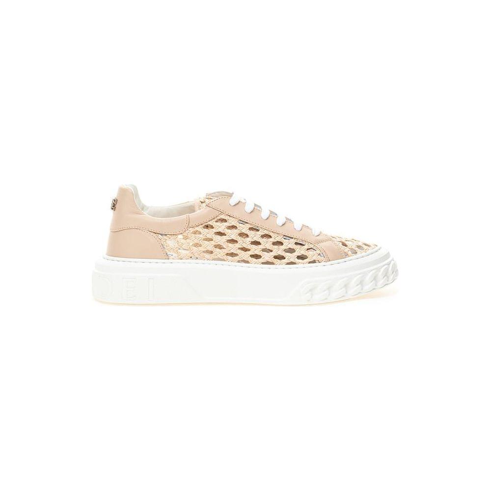 Casadei Chic Beige Leather Sneakers Casadei