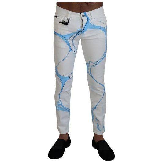 Dolce & Gabbana White Blue Cotton Skinny Denim Jeans Dolce & Gabbana