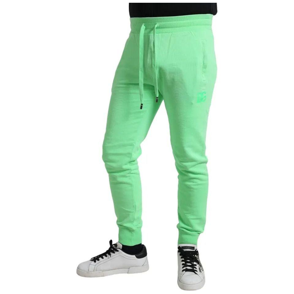 Dolce & Gabbana Neon Green Cotton Stretch Jogger Sweatpants Pants Dolce & Gabbana