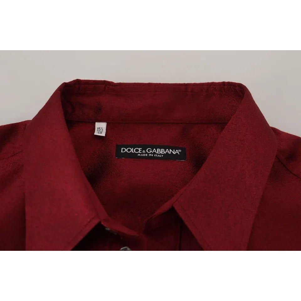 Dolce & Gabbana Bordeaux Cotton Long Sleeve Men Formal Shirt Dolce & Gabbana