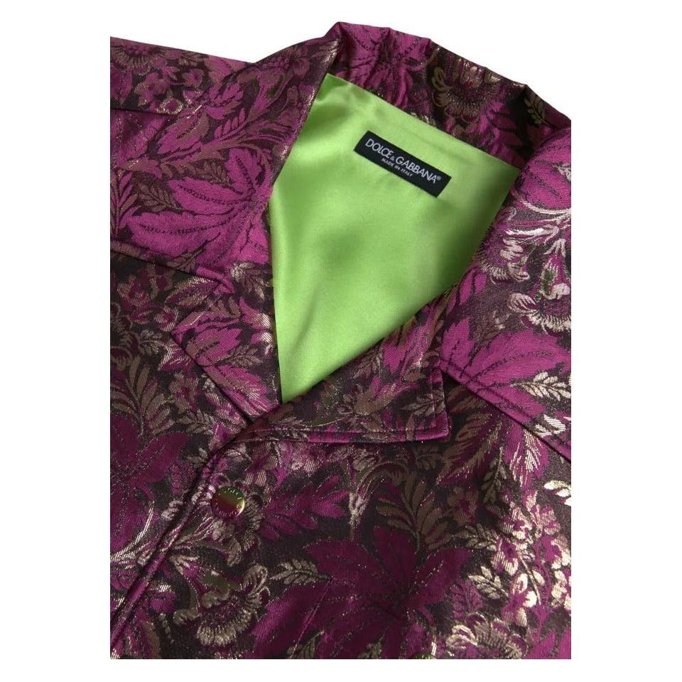 Dolce & Gabbana Fuchsia Pink Floral Jacquard Button Down Shirt Dolce & Gabbana Dark Slate Gray