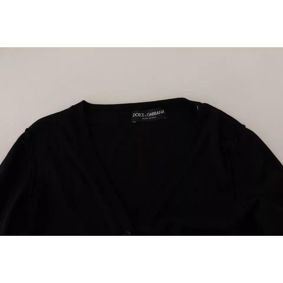 Dolce & Gabbana Black Wool Knit Button Down Cardigan Sweater Dolce & Gabbana