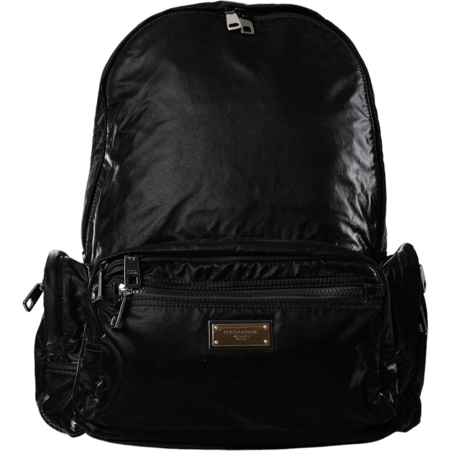 Dolce & Gabbana Black Patent Leather Logo Plaque Backpack Bag Dolce & Gabbana