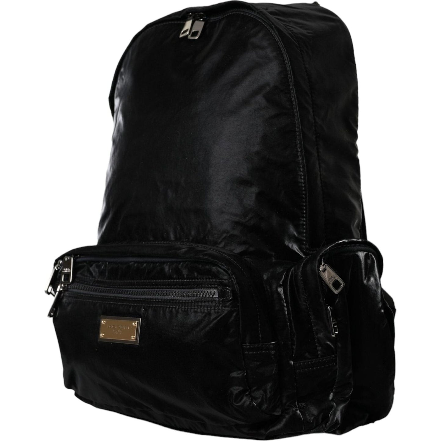 Dolce & Gabbana Black Patent Leather Logo Plaque Backpack Bag Dolce & Gabbana