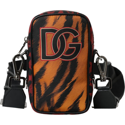 Dolce & Gabbana Multicolor Tiger Print Nylon Logo Cross Body Bag