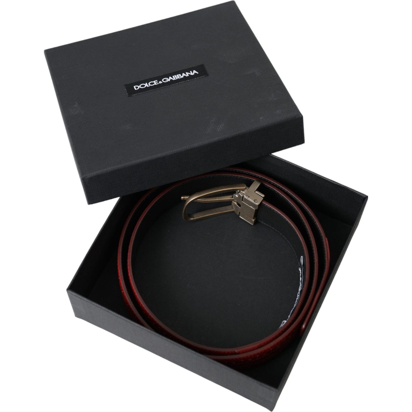 Dolce & Gabbana Red Perforated Leather Metal Buckle Belt Men Dolce & Gabbana