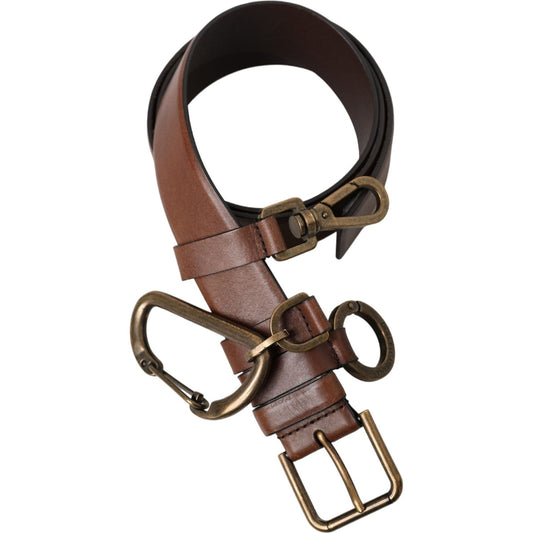 Dolce & Gabbana Brown Calf Leather Gold Metal Buckle Belt Men Dolce & Gabbana