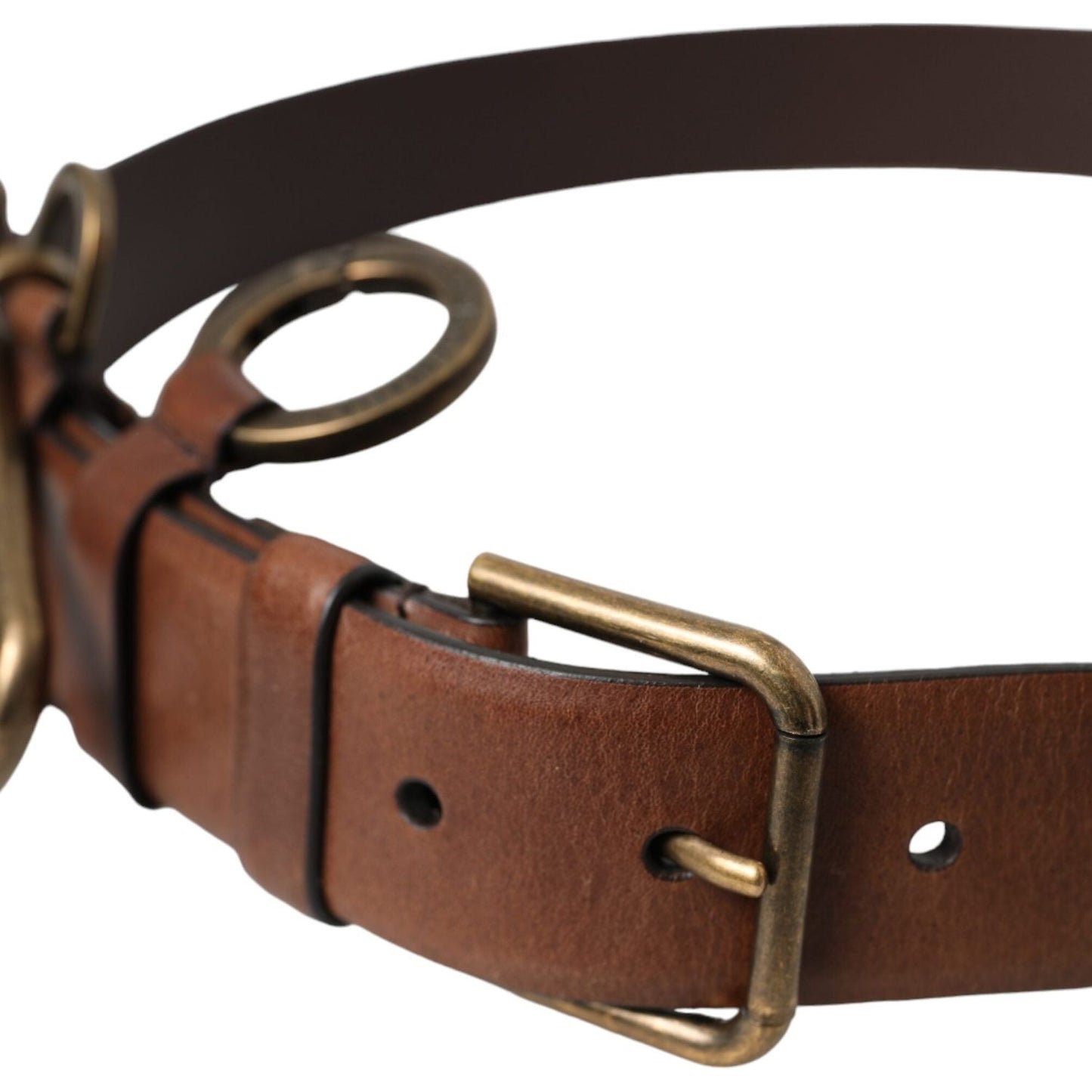 Dolce & Gabbana Brown Calf Leather Gold Metal Buckle Belt Men Dolce & Gabbana