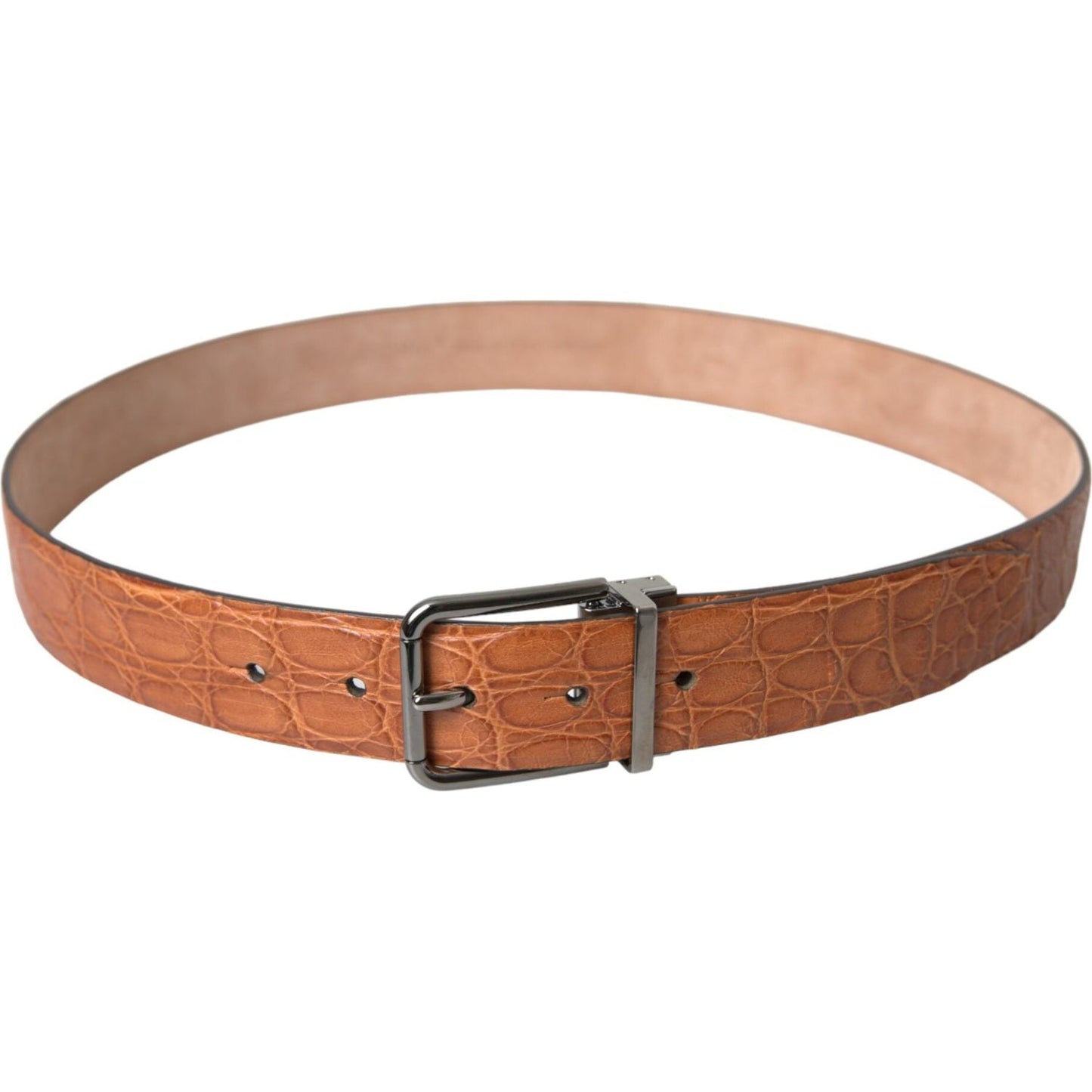 Dolce & Gabbana Brown Exotic Leather Silver Metal Buckle Belt Dolce & Gabbana Rosy Brown
