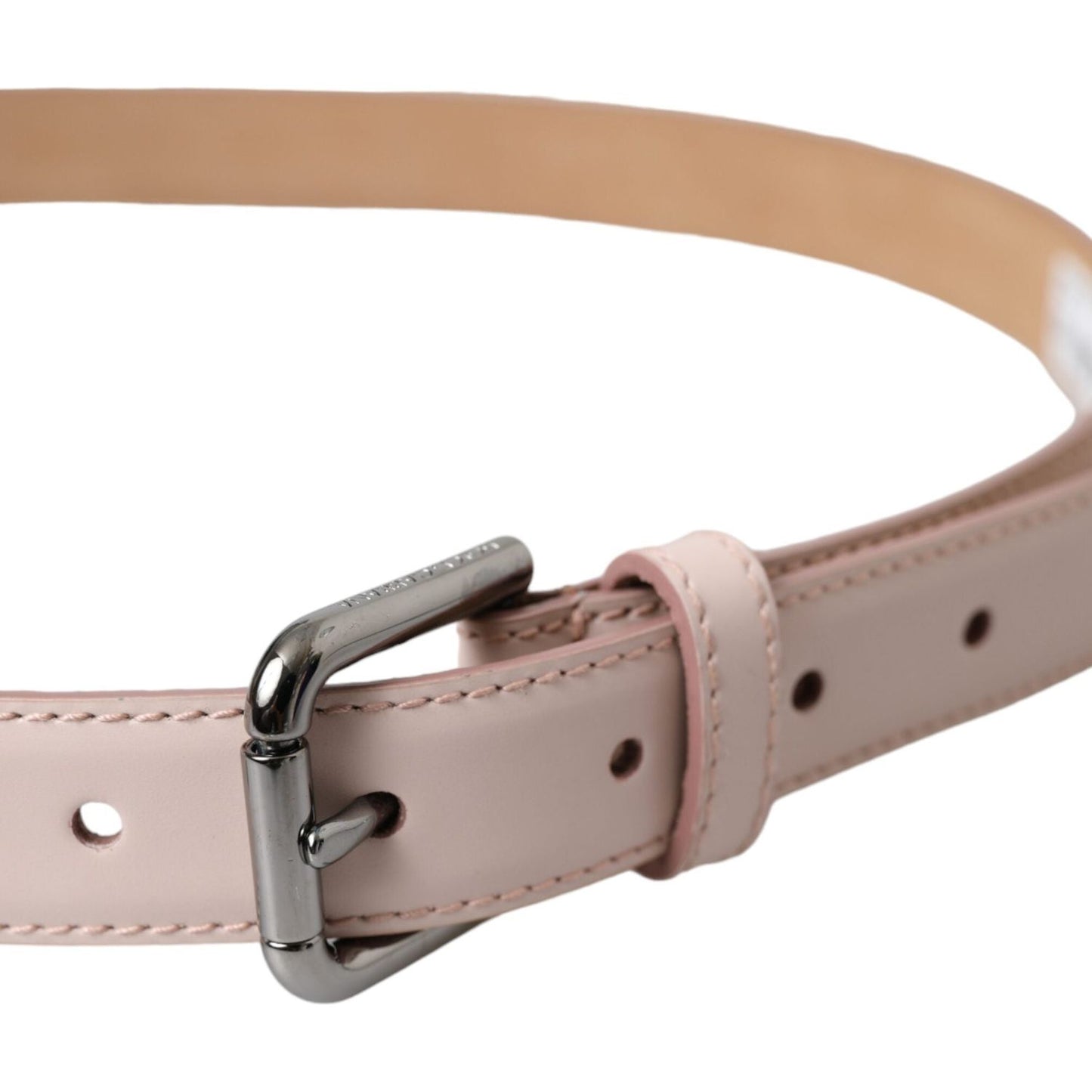 Dolce & Gabbana Light Pink Leather Silver Metal Buckle Belt Dolce & Gabbana